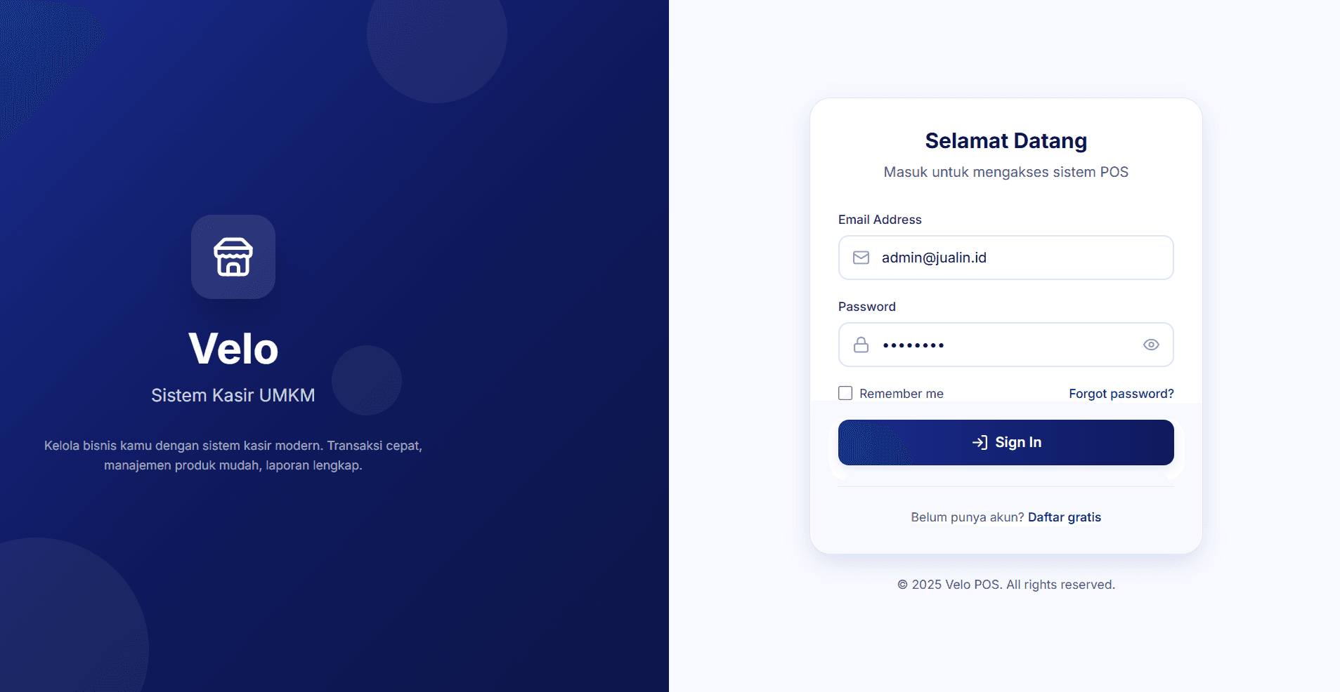 VeloPOS screenshot 1